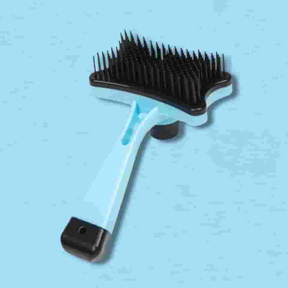 Rasqueadeira de Botão Escova para Cachorro Gato Pet Pente Autolimpante Tira Pêlo (AZUL)