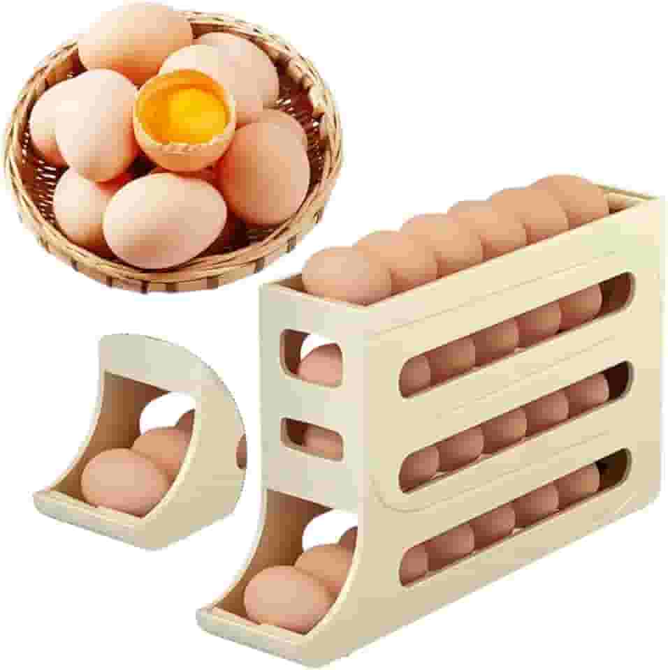 Porta Ovos Dispenser Organizador Bandeja De Ovos Geladeira 4 Andares 30 Avos Suporte Automático.