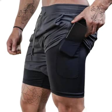 shorts bermuda dry fit para treino 2 em 1 calçao academia fitnes para esportes proteçao uv (G)