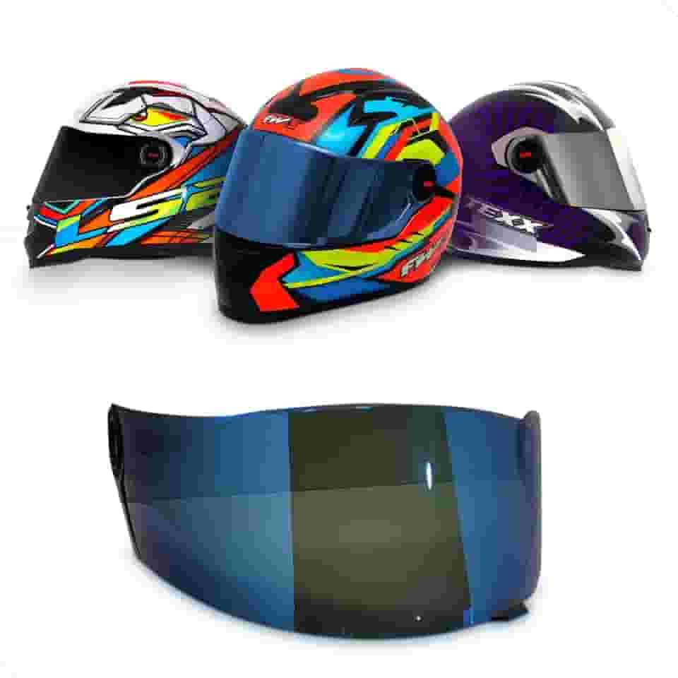 Viseira para Capacete 2,00m Unissex Motociclista - Compatível: LS2 FF358 FF396, Helt Strada, Texx Action, GT'S FW3 - Cor: Azul - Moto Visão