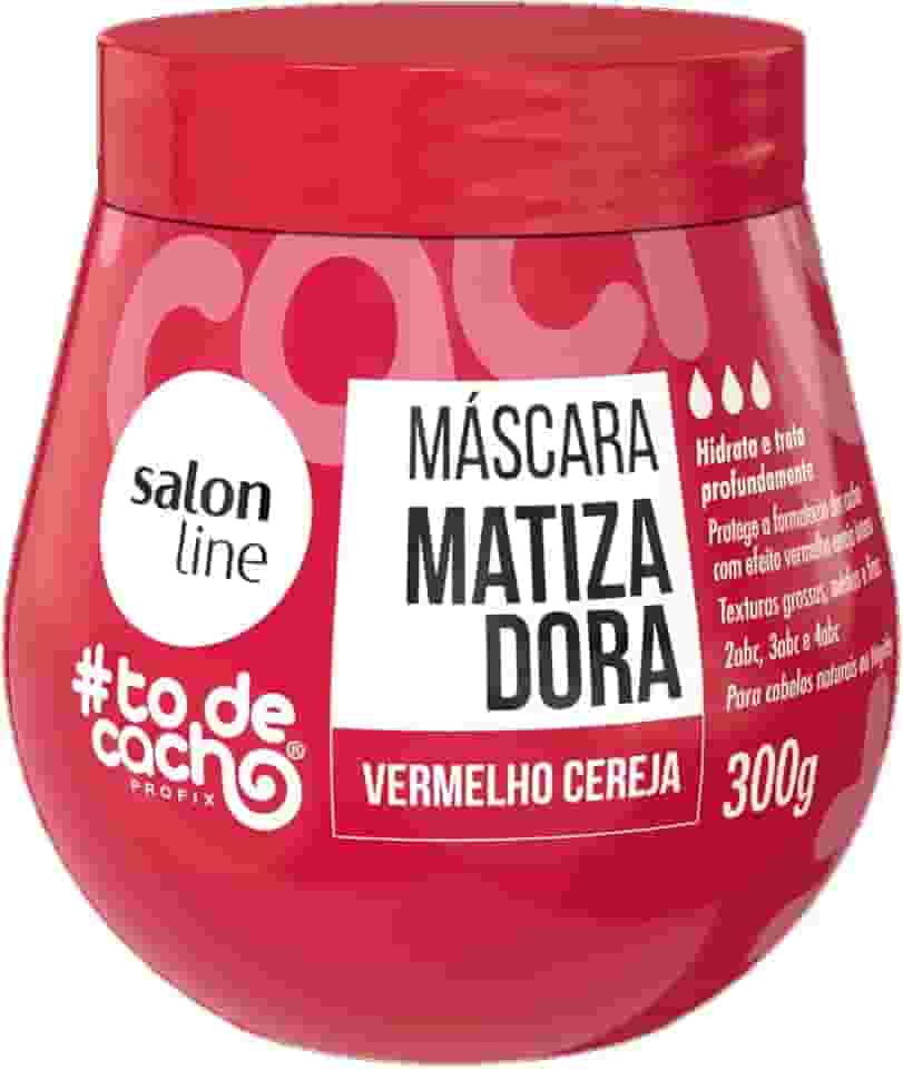 Salon Line, Máscara Matizadora #TodeCacho, Vermelho Cereja, Vegano - Para Cabelos Ondulados, Cacheados e Crespos, 300 g