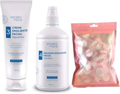 Kit Limpeza de Pele Profissional Aquaface – Creme Emoliente 250 g, Solução Emoliente 500 ml e Máscara Facial Desidratada