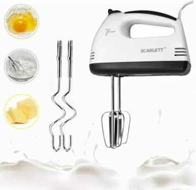 Mini Batedeira Elétrica 220V 7 Velocidades 260W Batedores de Aço Inox para Massas e Claras - Portátil e Compacta