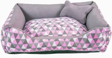 Cama para Cachorro Médio 60X50 Com Zíper Estampa Geométrico Rosa Cinza