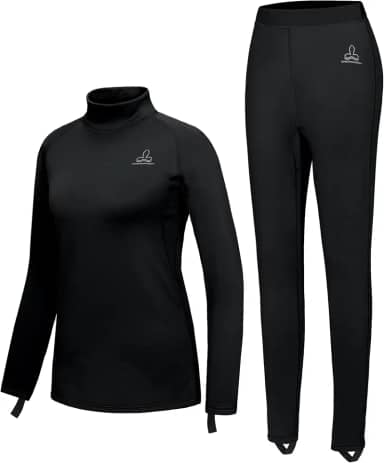 Conjunto de roupa íntima térmica feminina de lã leve e quente com camadas de base longas para caminhadas, esqui, mergulho