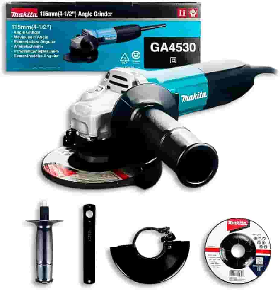 MAKITA Esmerilhadeira Angular GA4530 720W 115mm 11000RPM c/Alta Rotação p/Corte Rápido e Desbaste Potente em Metal Aço e Ferro p/Uso Profissional 220v