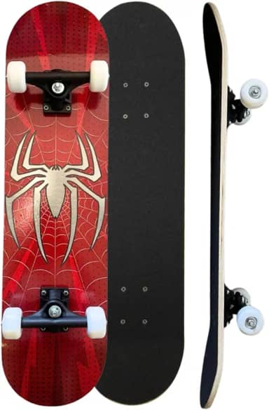 Skate Infantil Semi Profissional Juvenil Montado Completo Radical Skateboard Criança Shape com Lixa - Arte de Rua - Spider Aranha