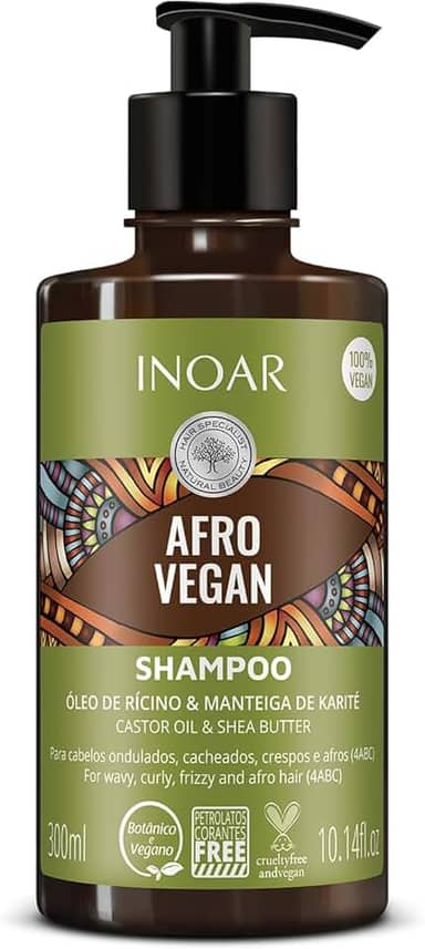 Inoar, Afro Vegan Shampoo Vegano para Cabelos Cacheados e Crespos - 300ml