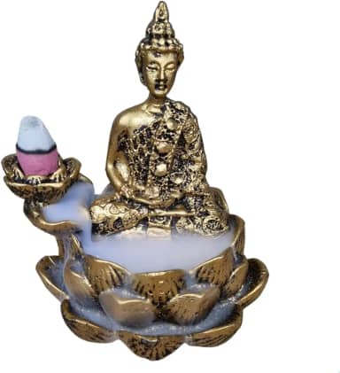 Incensário cascata e vareta buda na flor de lotús backflow fumaça invertida