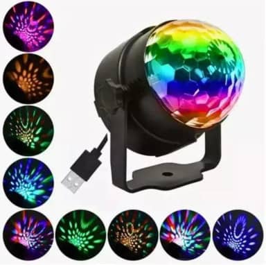 Globo de Luz LED Rotativo, Efeitos Multicoloridos RGB, Conexão USB, Ideal para Festas e Discoteca Dj Original Premium