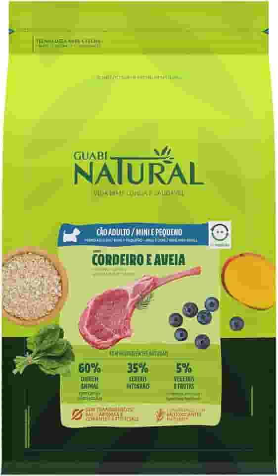 Ração para Cães Adultos Guabi Natural Raças Mini e Pequenas Sabor Cordeiro e Aveia 1Kg