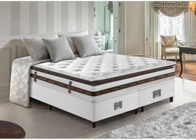 Cama Box King Colchão + Box 193x203 Molas Ensacadas Cama Inbox Relax Pillow