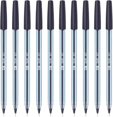 Kit 10 Canetas Esferográfica Scrit Ponta Agulha 0.7mm (Preto)