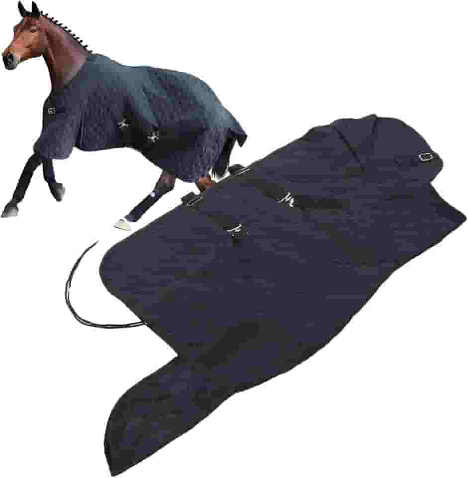 Asixxsix Manta para Cavalo, Acolchoada Premium em Pongee Impermeável para Uso Externo em Todas as Estações, com Circunferência do Pescoço de 80 a 110 cm (31,5 a 43,3 polegadas).