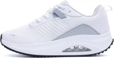 Tênis de caminhada feminino ortopédico para fascite plantar tênis moderno com suporte de arco para alívio da dor nos pés o dia todo em pé EUA 6-11, Cinza branco, 38