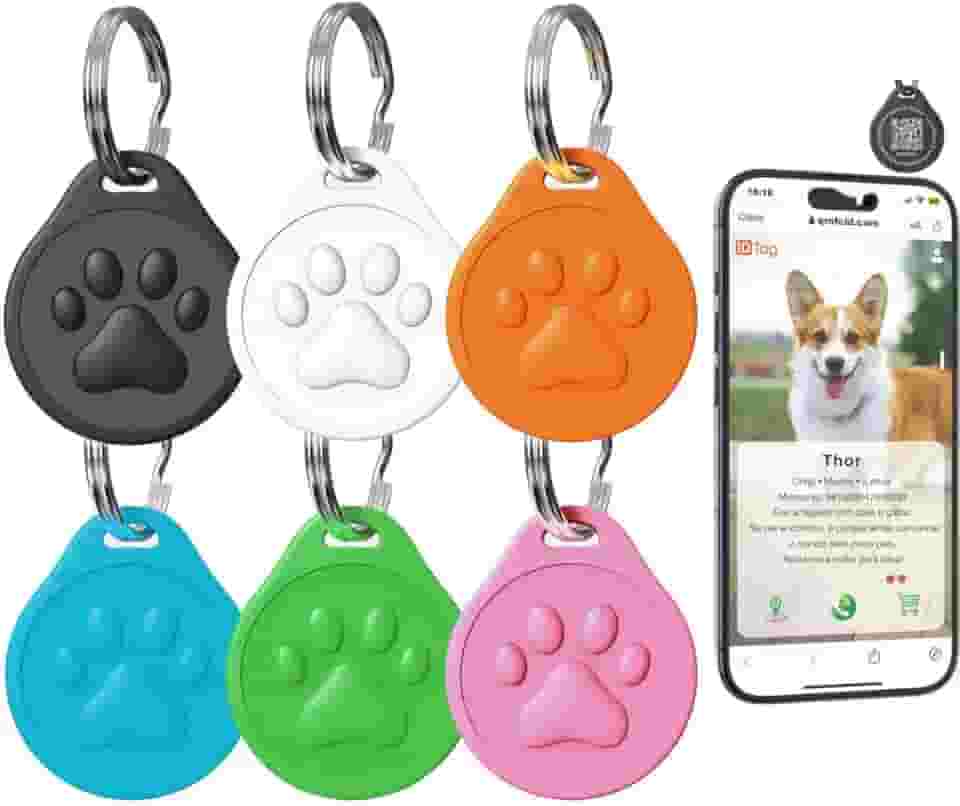 Plaquinha de Identificação Pet com QR Code, Plástico ABS Resistente, 4 Cores Disponíveis, Tag Inteligente para Cães e Gatos e PETs em geral.