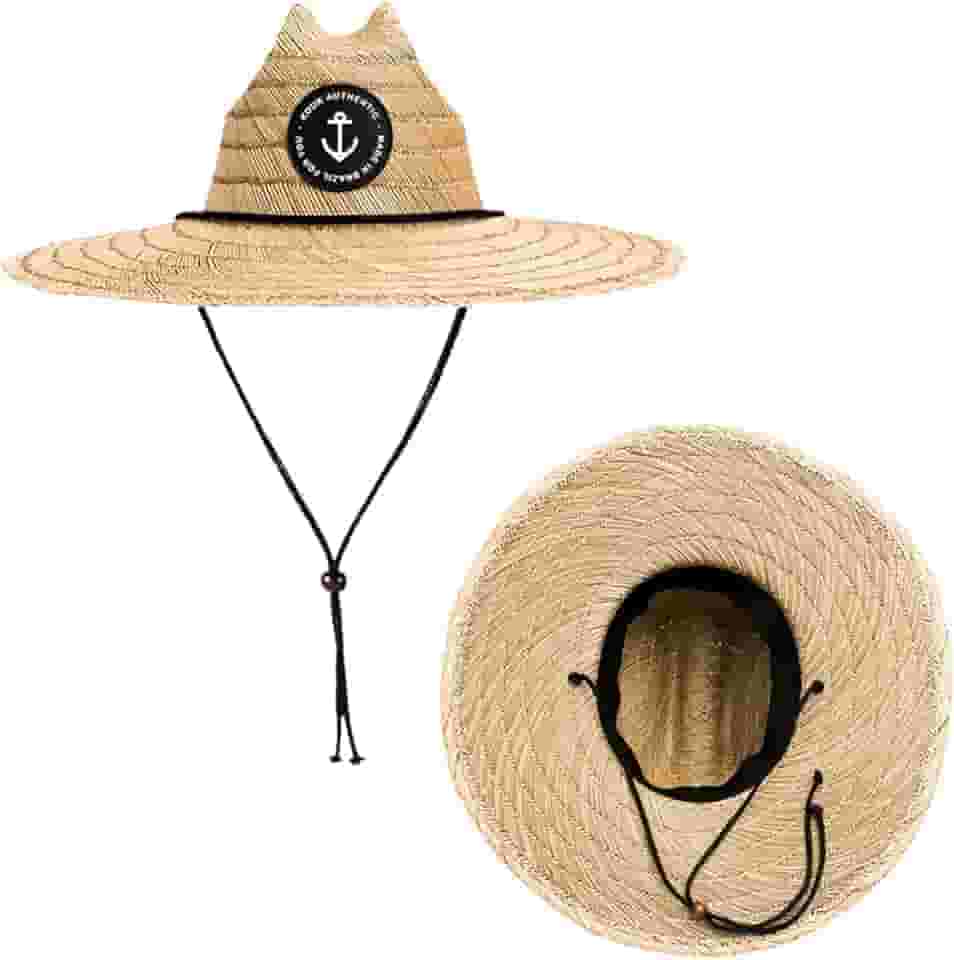 Chapéu de Palha Premium Masculino Feminino Surf de Praia Saída Sol Verão Primavera Unissex Pierside Bambu Natural Piscina Aba Larga Redondo Importado na Moda Casual Pescador Esportivo Roça Trilha Reta