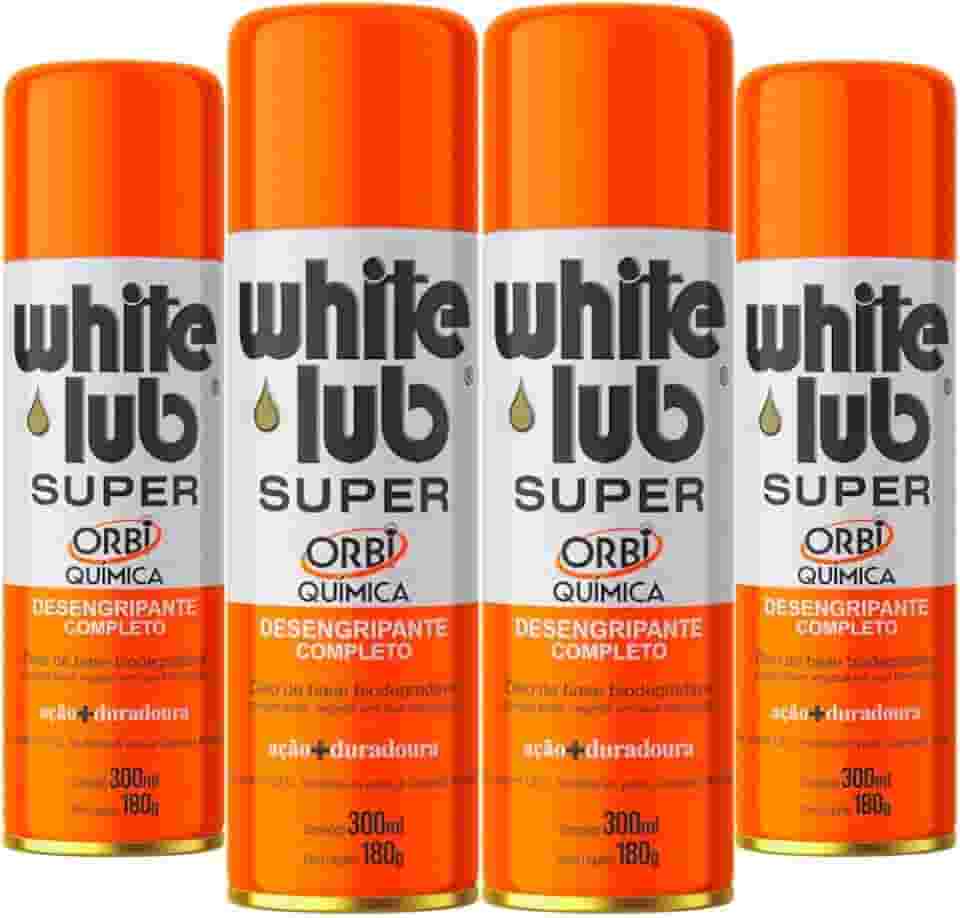 White Lub Óleo Protetivo Desengripante 300ml-180gr P/Carros Motos Casa Escritório Indústria Oficina - Kit 4un