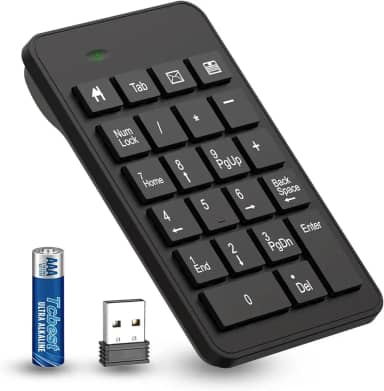 Teclado numérico sem fio com bateria, eficiência aprimorada com teclado numérico de 23 teclas, versão atualizada de teclado USB de 10 teclas, teclado numérico de contabilidade financeira para laptop,