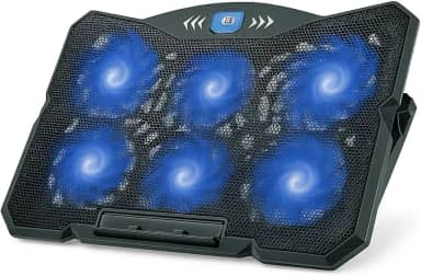 Base Cooler para Notebook com 8 Fans LED Azul, USB Duplo, 37 x 25,5 cm, Ajuste de Altura, Compatível com Notebooks 12' a 19'