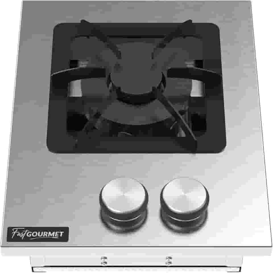 Cooktop a Gás 1 Boca Duplo de Embutir Industrial Inox Grelha 20x20