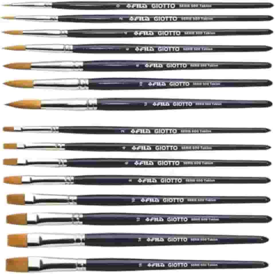 Kit Pincel Giotto Taklon Chato 8 pinceis e Redondo 7 pinceis