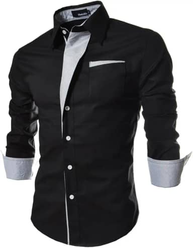 Camisa Social Masculina Formal com Botões Manga Comprida Camisa Casual Elegante Cores Contrastantes