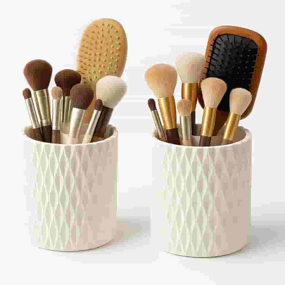 Porta Pincel Maquiagem, com 5 Compartimentos – Prático e Minimalista Organizador de Pincéis de Maquiagem