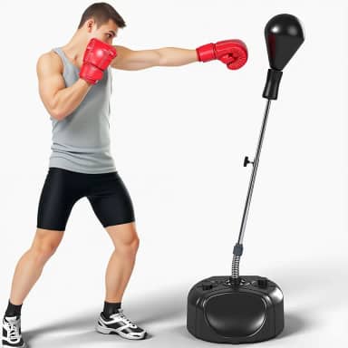 Saco de pancadas com suporte, bolsa de boxe para adolescentes e adultos - melhora a velocidade, reflexos e resistência - altura ajustável para treinamento, equipamento de boxe, alívio de estresse e