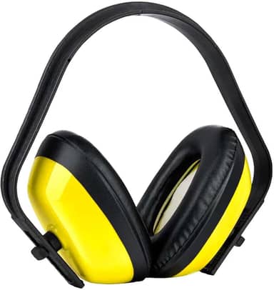 Abafador de Ruído Tipo Concha Profissional, Protetor Auricular em Preto e Amarelo para Proteção Auditiva, Ajustável