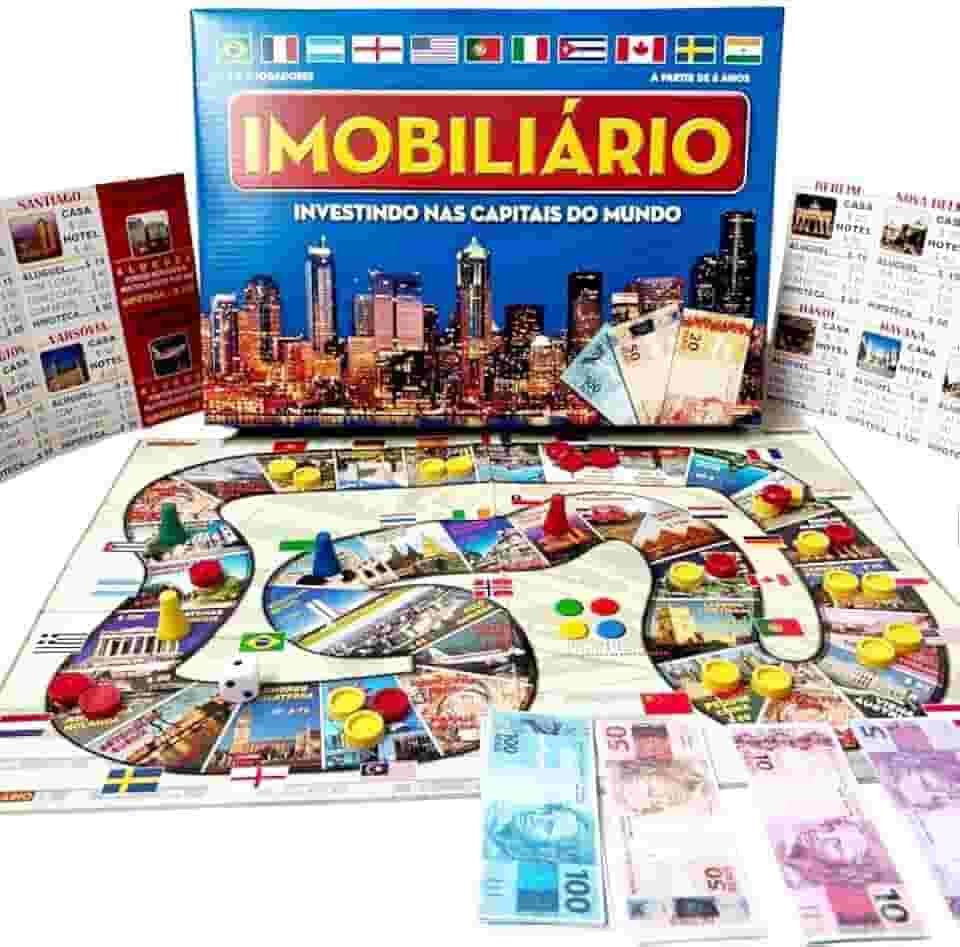 Jogo Tabuleiro Imobiliário Investindo nas Capitais do Mundo Jogo de Mesa Brinquedo Clásico Banco