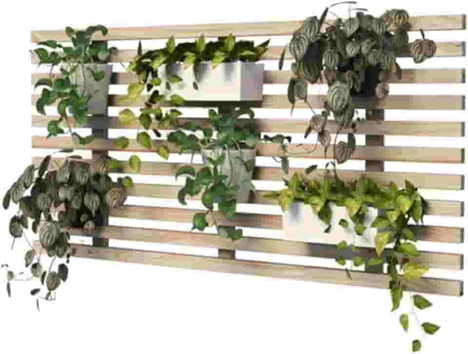 Painel Jardim Vertical em Madeira, Treliça Decorativa para Plantas, Suporte para Vasos, Natural
