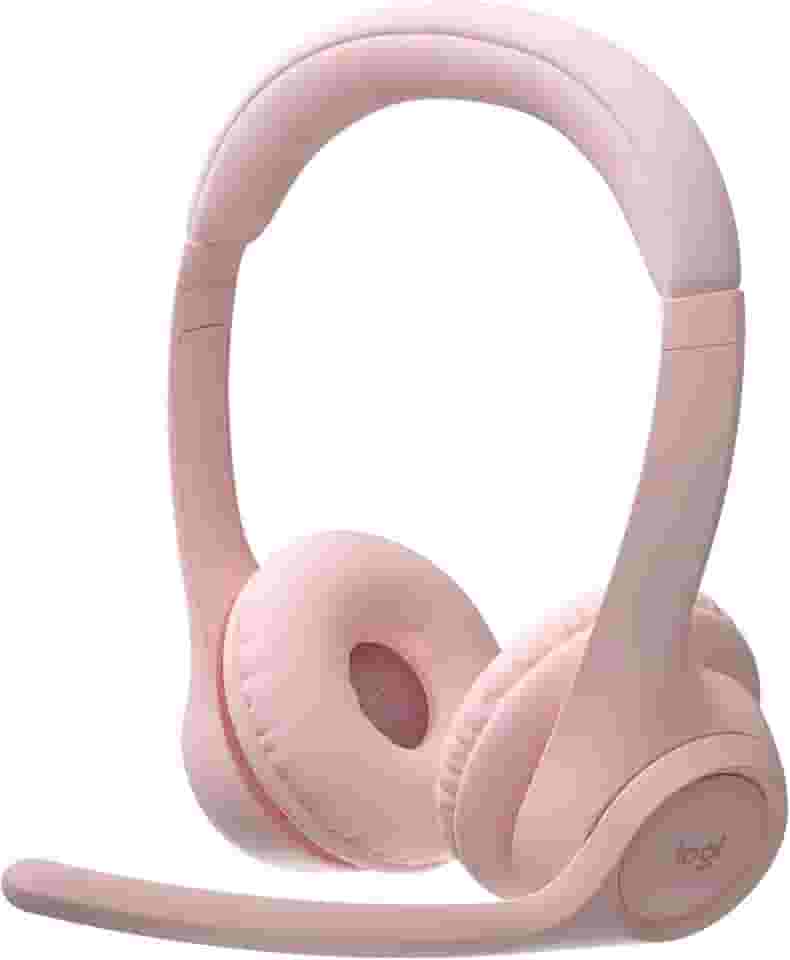 Headset Sem Fio Logitech Zone 300 Com Microfone Flip-to-Mute com Cancelamento de Ruído, Conexão Bluetooth, Bateria Recarregável via USB-C e Almofadas Confortáveis - Rosa