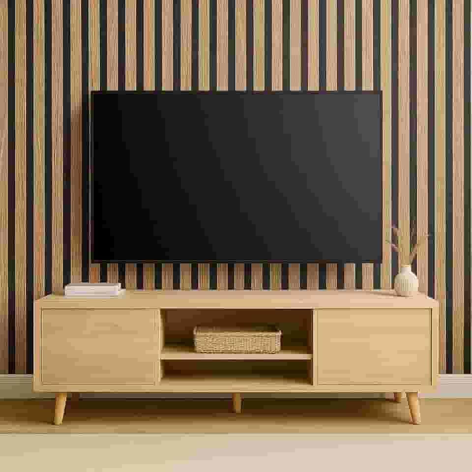 Papel de Parede Ripado Marrom Lavável 3D Autocolante