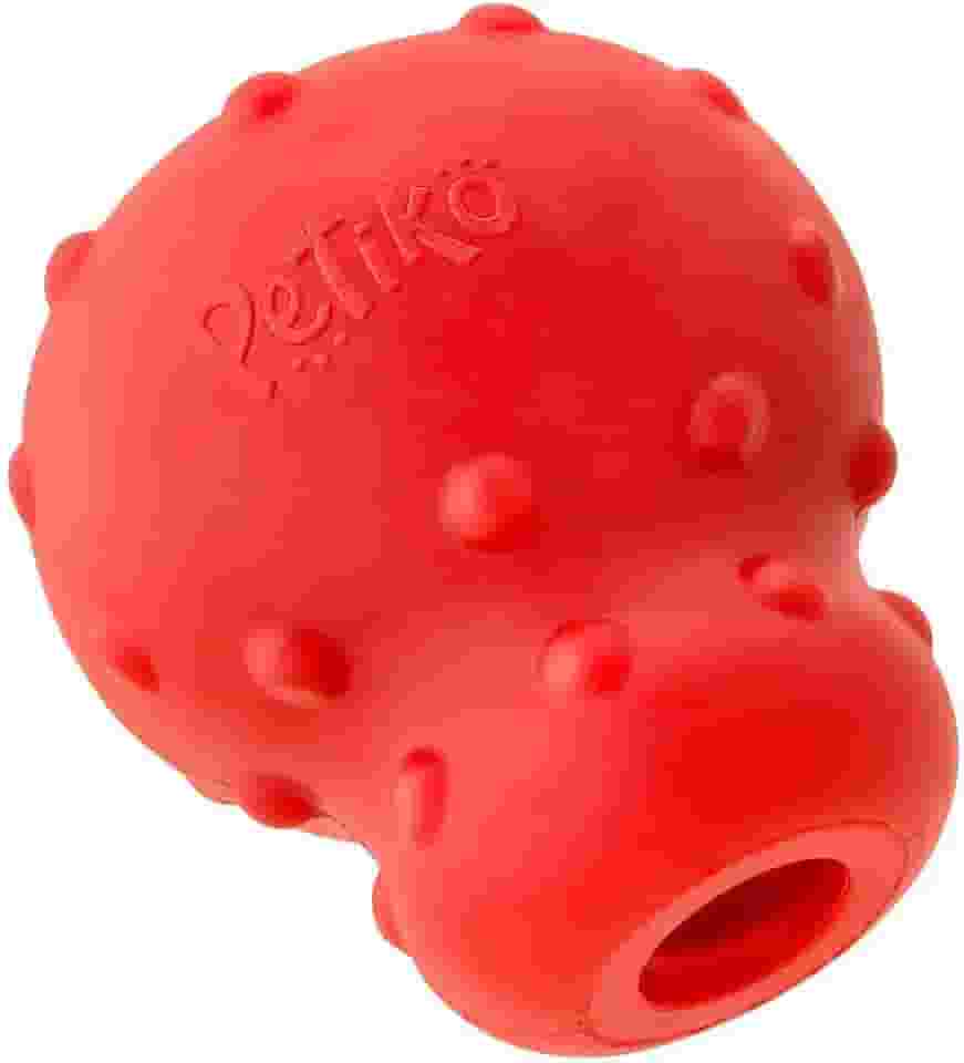 Brinquedo Mordedor Interativo Bolinha Essencial Dispenser de Petiscos e Ração Brinquedo de Borracha Para Cachorros Enriquecimento Ambiental Para Cães Tam. G Petiko