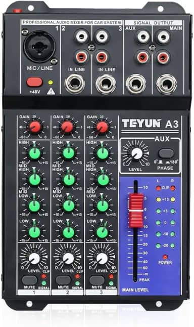 Mesa De Som 3 canais, Profissional Portátil Mixer Bluetooth Automotivo C/Equalizador 4 Bandas