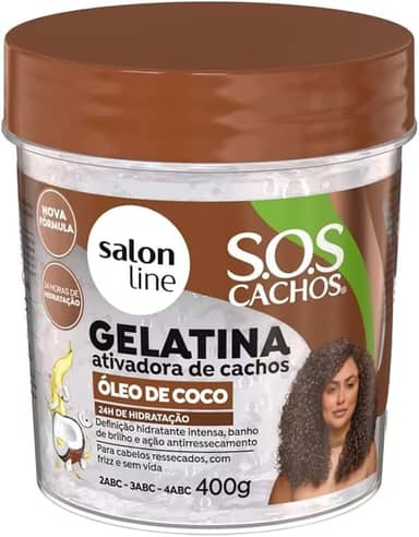 Salon Line, Gelatina Ativadora de Cachos, SOS Cachos, Óleo de Coco, Vegano - Para Cabelos Cacheados, 400 g