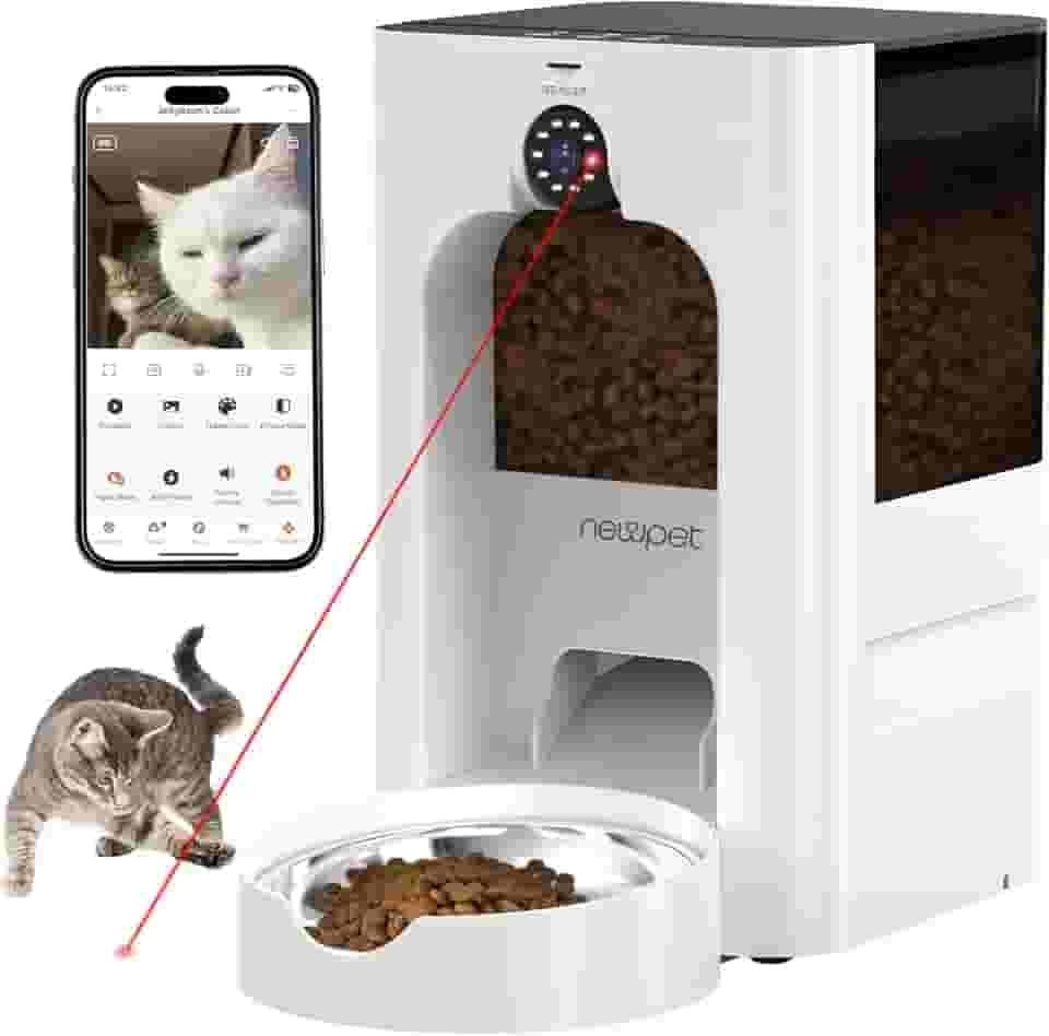 Alimentador Pet Gato Cão Automático WiFi Câmera Smart Dispensador de Ração Automático com Camera e Audio (5L)