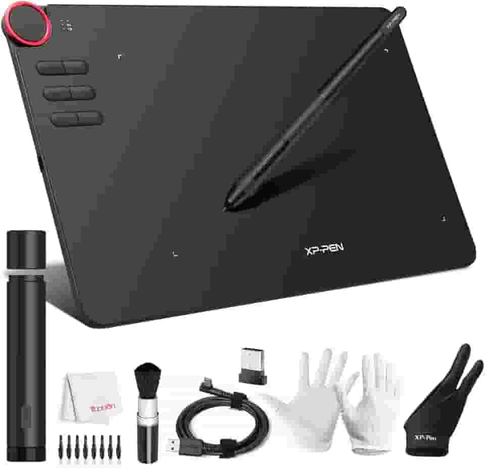 XP-PEN Tablet de desenho Deco 03, caneta stylus sem bateria de nível 8192, sem fio, mostrador de atalho, botões programáveis, funciona com Windows 11/10/8/7, Mac OS, Chromebook