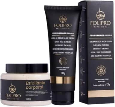 Folipro Kit Clareador Corporal – Sérum 130 g + Esfoliante 200 g | Tratamento para Foliculite, Manchas, Pelos Encravados | Axilas, Glúteos, Virilha | Sem Parabenos