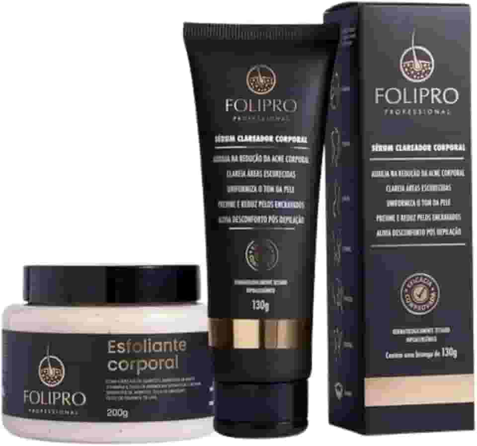 Folipro Kit Clareador Corporal – Sérum 130 g + Esfoliante 200 g | Tratamento para Foliculite, Manchas, Pelos Encravados | Axilas, Glúteos, Virilha | Sem Parabenos