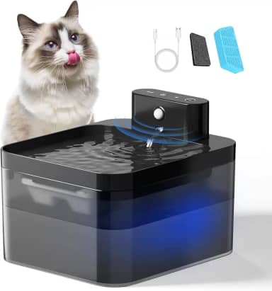 Bebedouro Fonte de Agua para Gatos Filtro Sem Fio com Sensor Silenciosa Automático para Animais de Estimação 2.2L