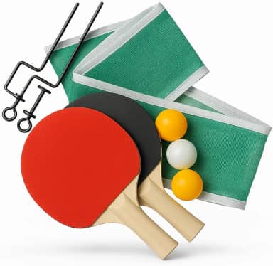 Kit Ping Pong com 2 Raquetes e 3 Bolinhas Com Suporte e Rede Tênis de Mesa Iniciantes Criança Adulto