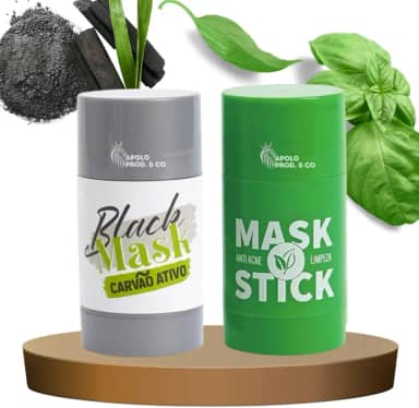 Kit 2 Máscara Facial Coreana Removedora de Cravos e Espinhas Green and Gray Mask Stick Chá Verde e Carvão Ativado Controle de Oleosidade e Redução de Poros, Limpeza de Pele Tratamento Professional
