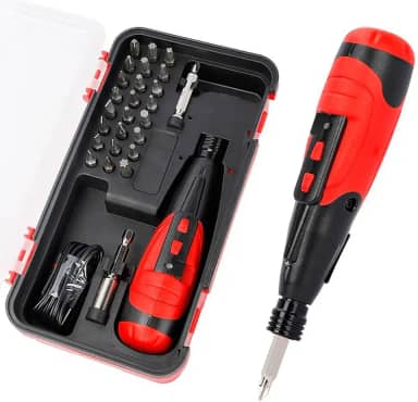 Mini Parafusadeira Elétrica 28 em 1 Recarregável USB, Com Haste e 24 Bits de Precisão Com 28 Peças para Montagem e Reparos