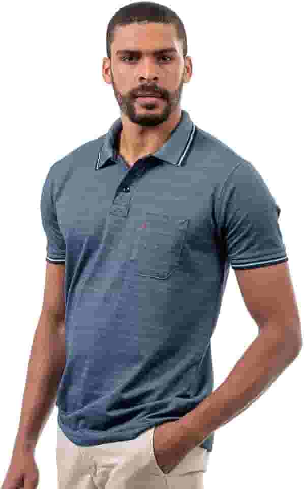 Polo Masculina Bolso Manga Curta Piquet Algodão Conforto Estilo Casual Resistente