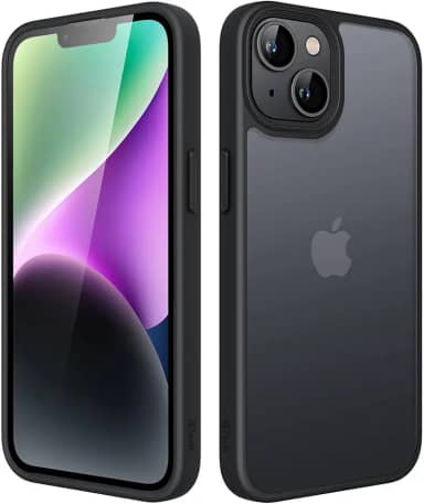 JETech Capa Fosca para iPhone 14 6,1 Polegadas, Case Proteção Contra Quedas de Grau Militar à Prova de Choque, Capinha Traseira Translúcida Fosca para Telefone, Anti-Impressão Digital (Preto)