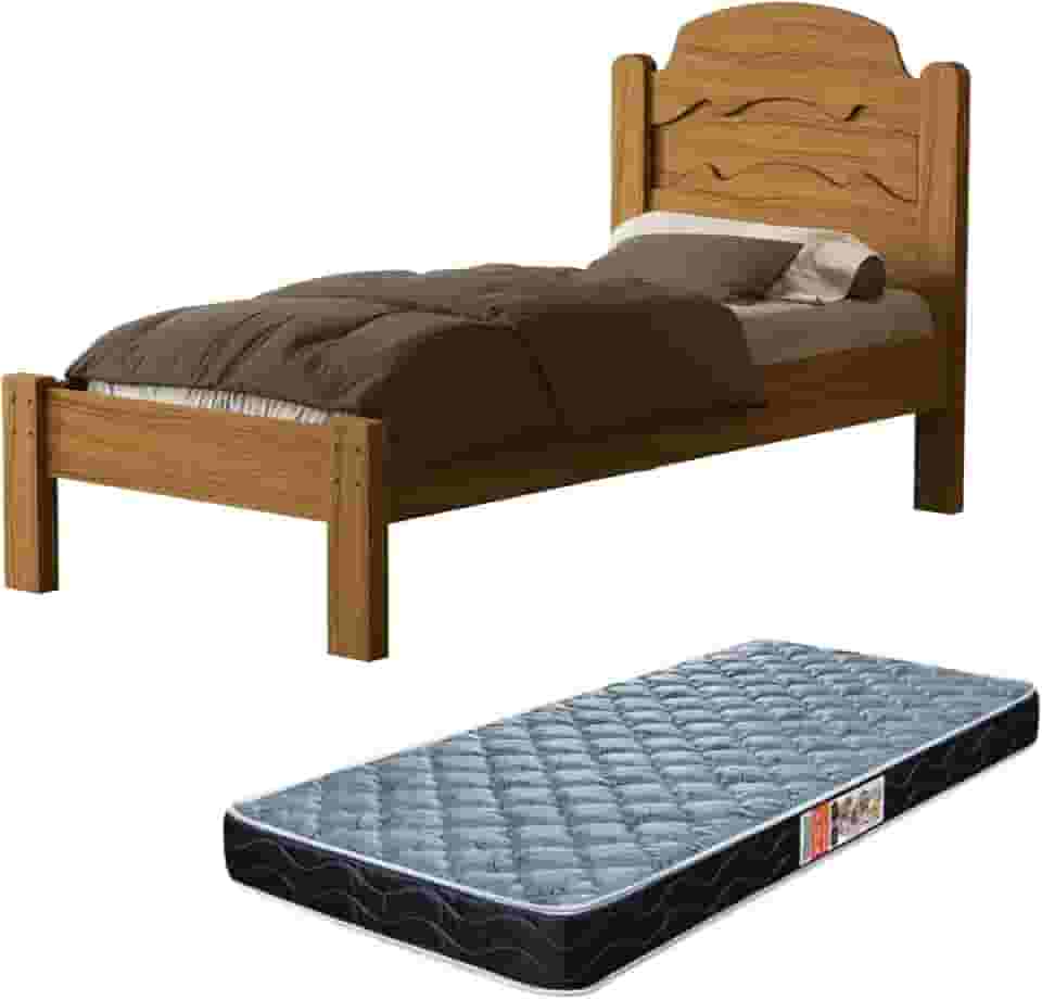 Cama Tradicional Solteiro Reforçada Iris Com Colchão. (Nature)