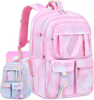 Mochila Infantil Menina Reforçada Impermeável, Bolsa Feminina Grande, Multi Compartimentos, Escolar, Passeio, Viagem