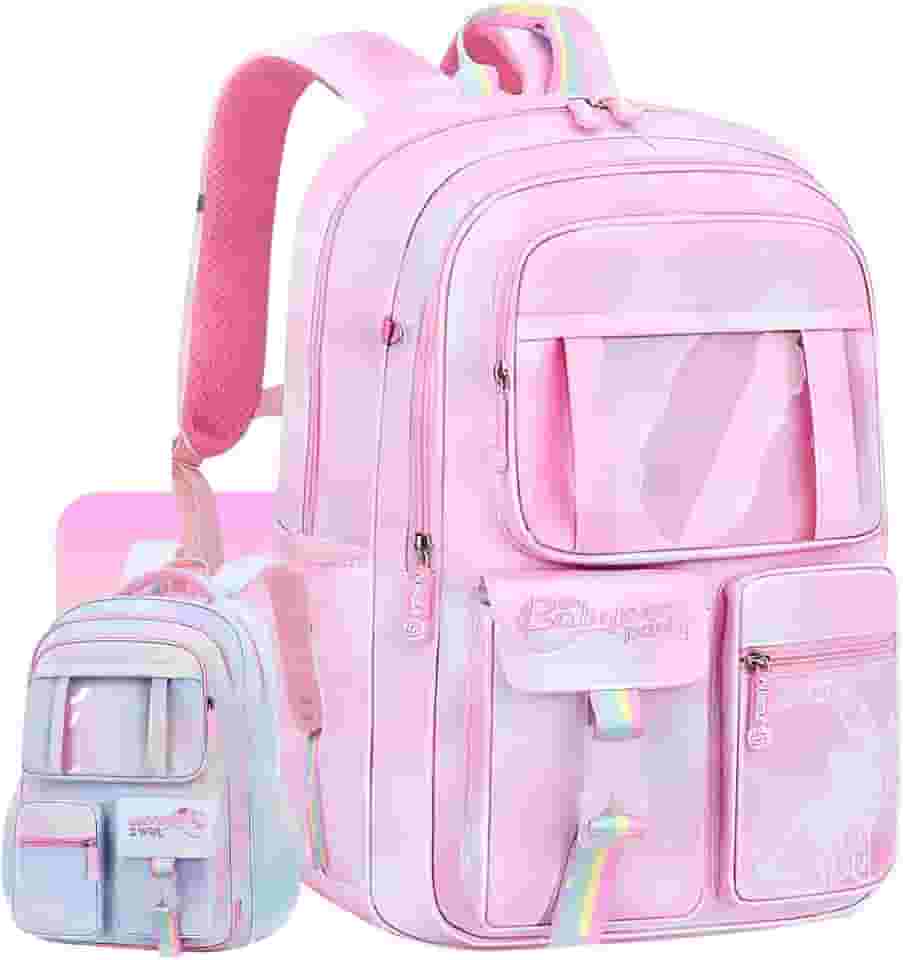 Mochila Infantil Menina Reforçada Impermeável, Bolsa Feminina Grande, Multi Compartimentos, Escolar, Passeio, Viagem